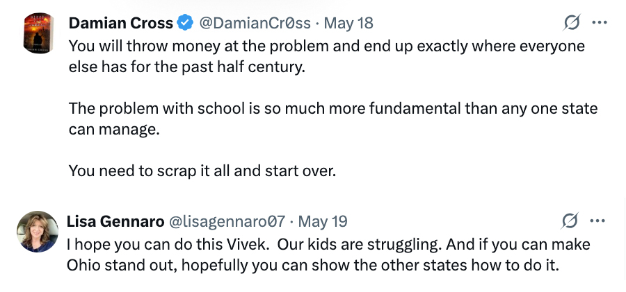 Captures d'écran des commentaires sous le post de Vivek Ramaswamy sur X / CGTN