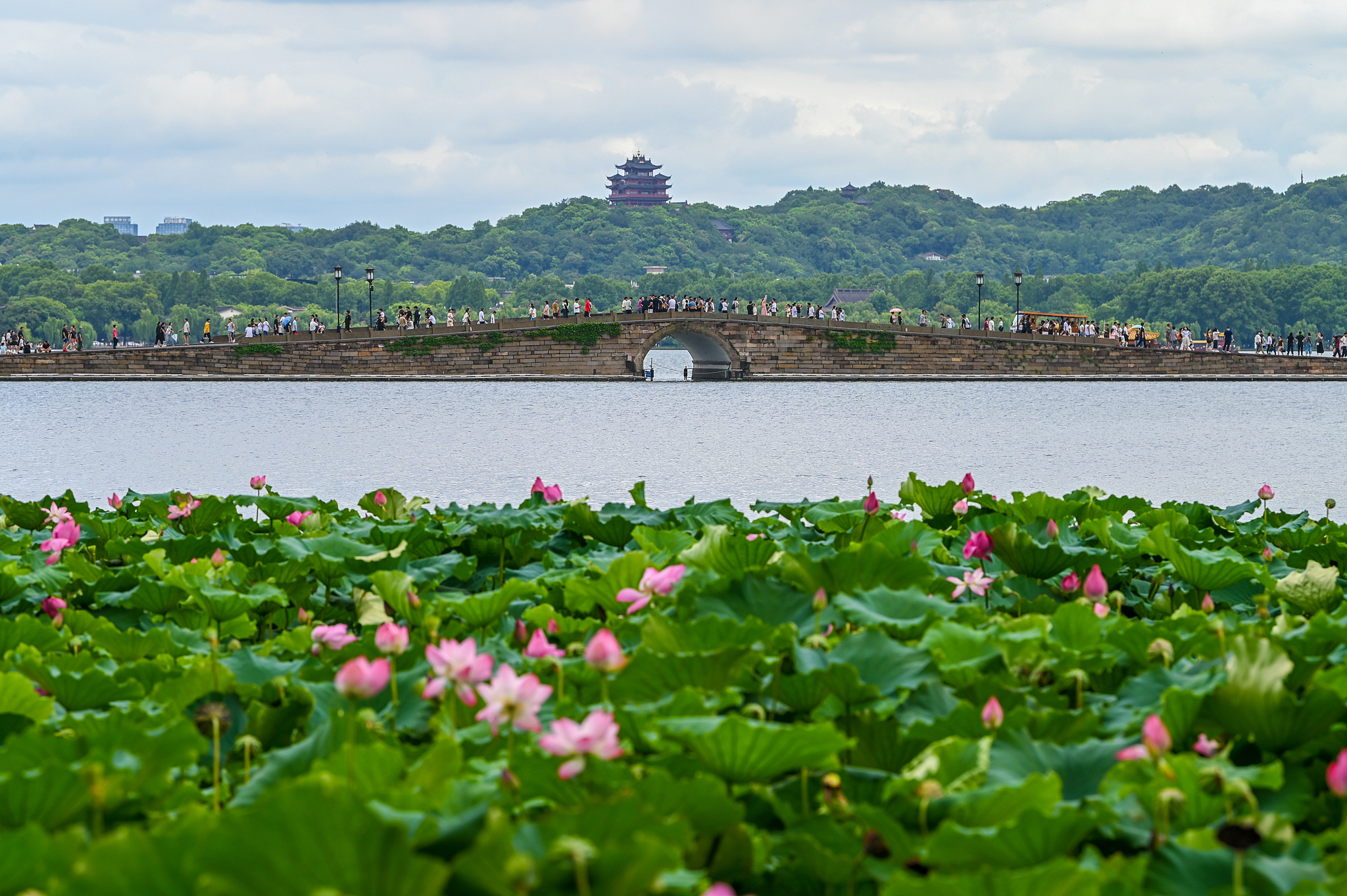 La zone pittoresque de West Lake est représentée à Hangzhou, province du Zhejiang le 26 juillet 2025. / VCG