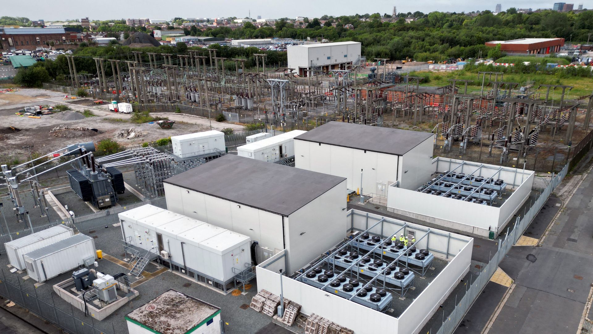 Le nouveau parc de grille plus vert de Statkraft à Liverpool, nord-ouest de l'Angleterre. / Darren Staples / AFP

