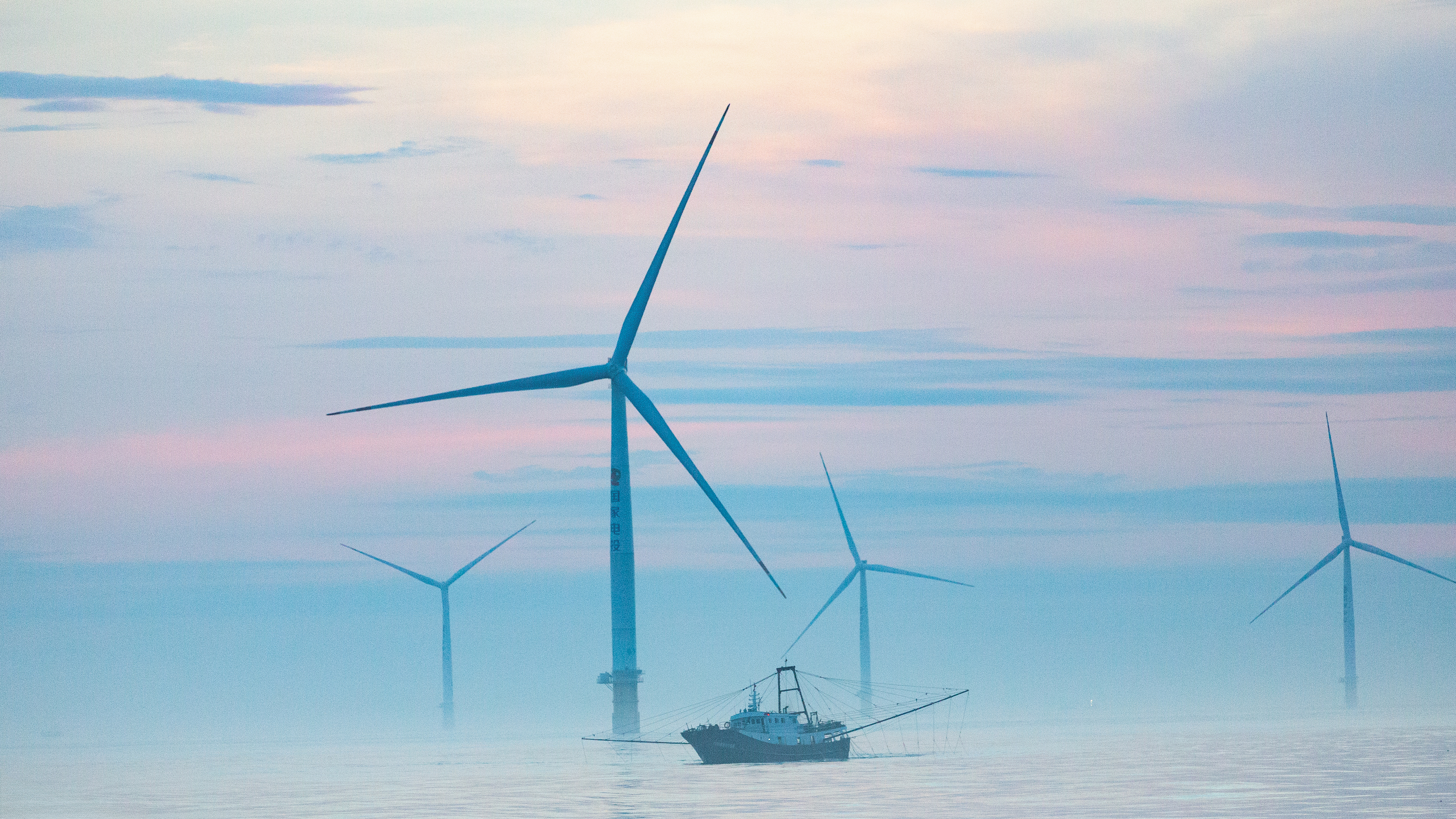 Éoliennes offshore dans la ville de Zhanjiang, province du Guangdong (sud de la Chine), le 20 août 2024. /VCG