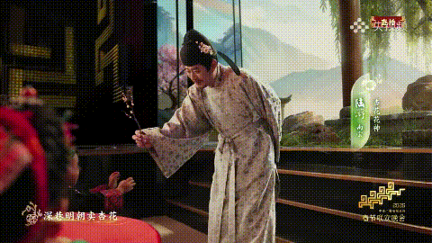 La scène, alimentée par l'IA, d'une fleur qui s'épanouit lorsqu'elle est remise à un enfant lors du gala./CMG