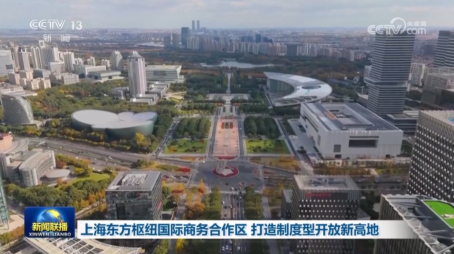 Vue d'ensemble de la zone de coopération commerciale internationale Eastern Hub, Shanghai, Chine. /Groupe de médias chinois