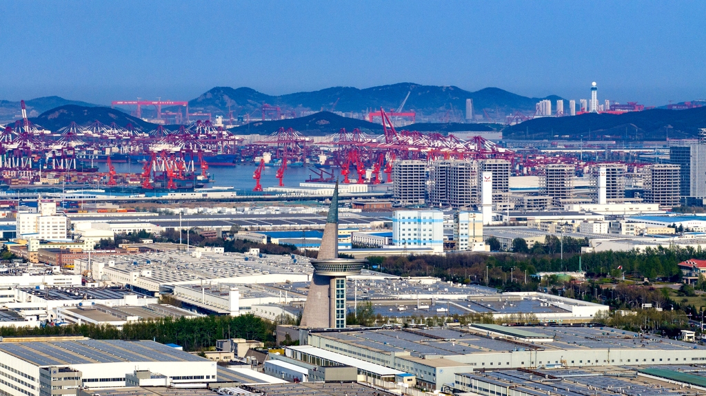 La région de Qingdao, dans la zone de libre-échange du Shandong en Chine, le 15 avril 2025. /VCG