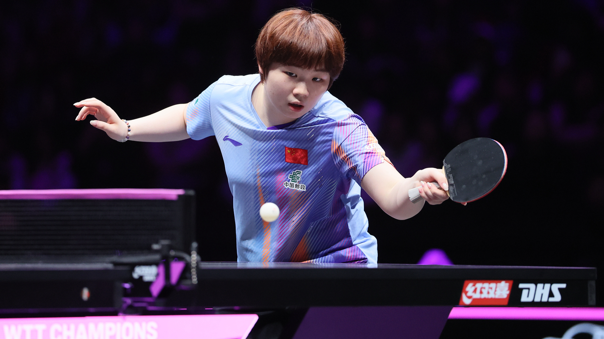 Kuai Man, de Chine, en simple féminin aux Champions WTT 2026 de Chongqing, en Chine, le 10 mars 2026. /VCG