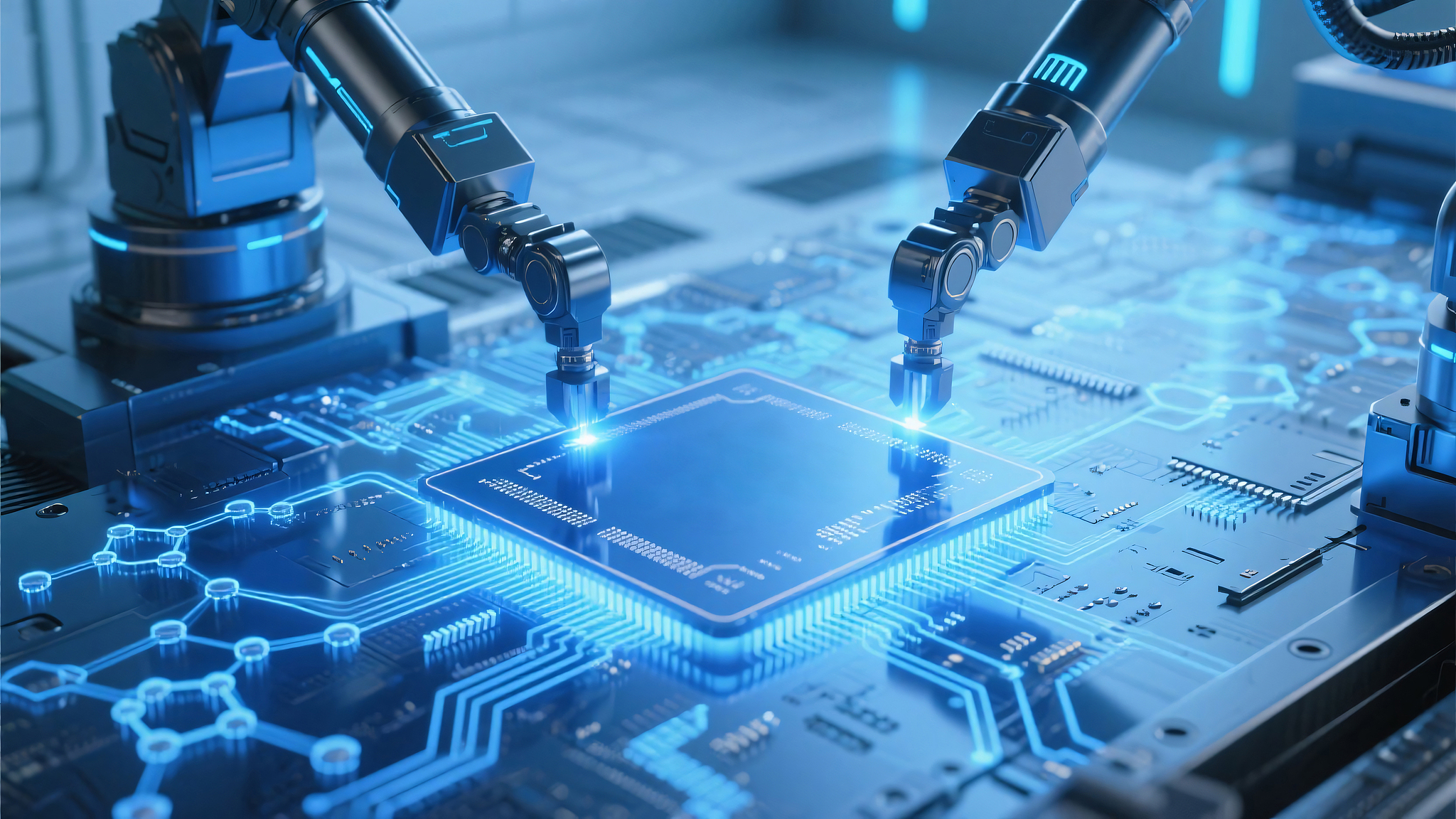 Représentation graphique générée par l'IA d'une puce d'intelligence artificielle. /VCG