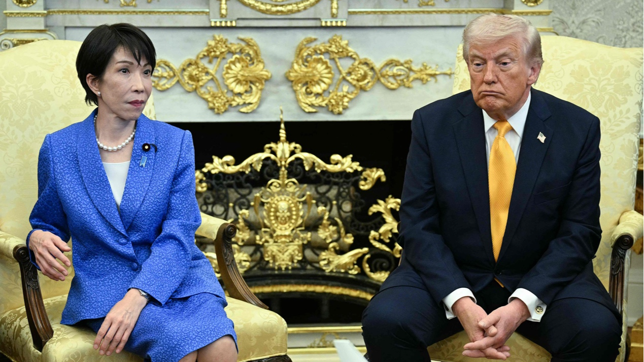 Le président américain Donald Trump rencontre le Premier ministre japonais Sanae Takaichi dans le bureau ovale de la Maison Blanche à Washington, DC, États-Unis, le 19 mars 2026. /CFP