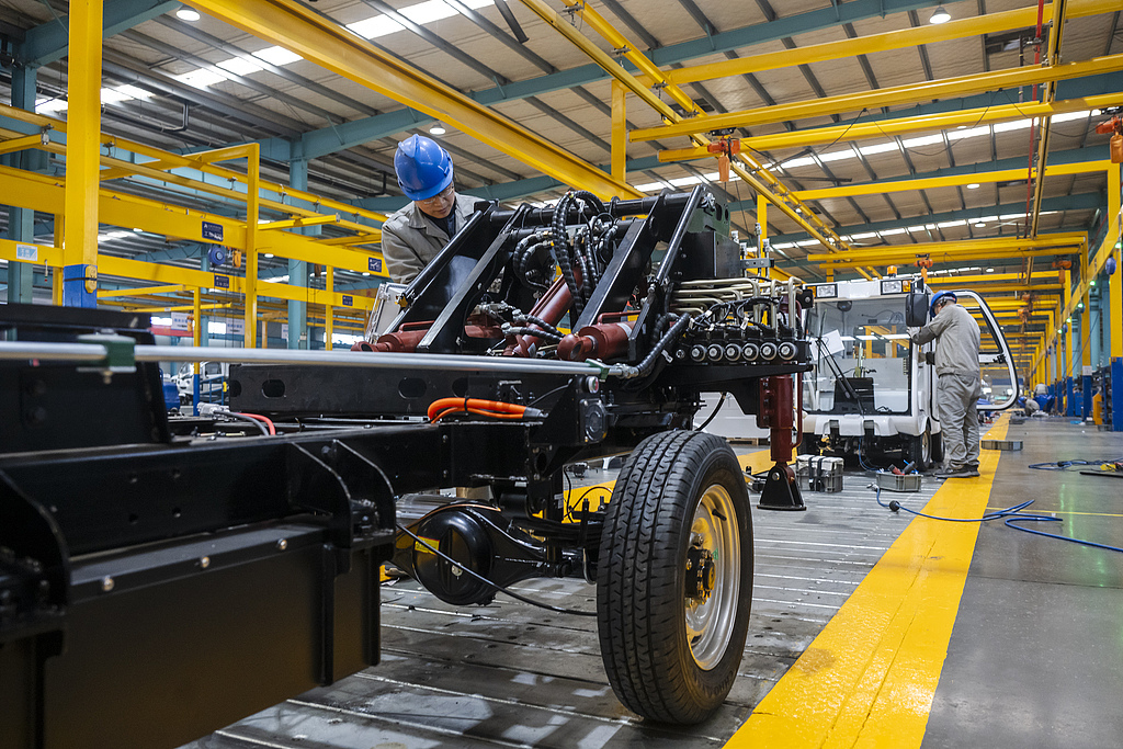 Une usine de véhicules à énergie nouvelle à Wuhu, en Chine, province de l'Anhui, le 17 mars 2026. /VCG