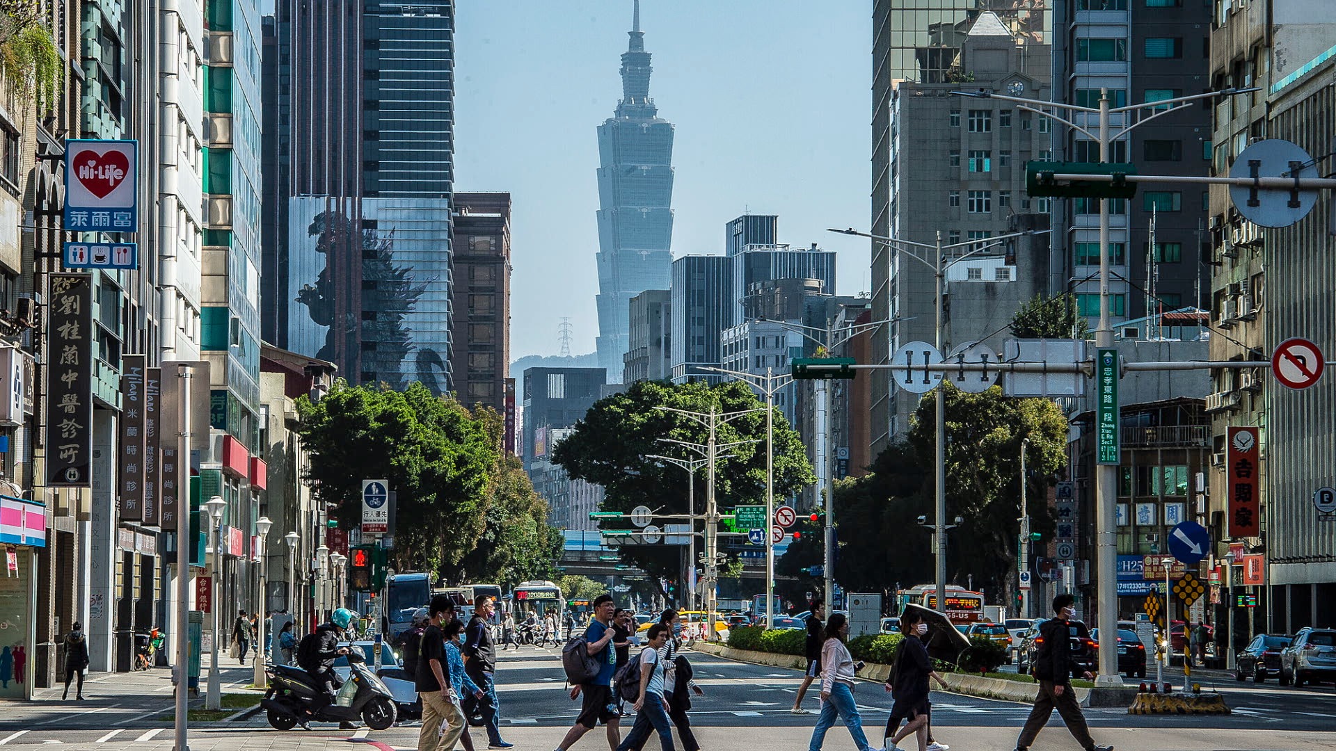 Une vue sur la rue de Taipei, dans la région de Taiwan, dans le sud de la Chine. /VCG