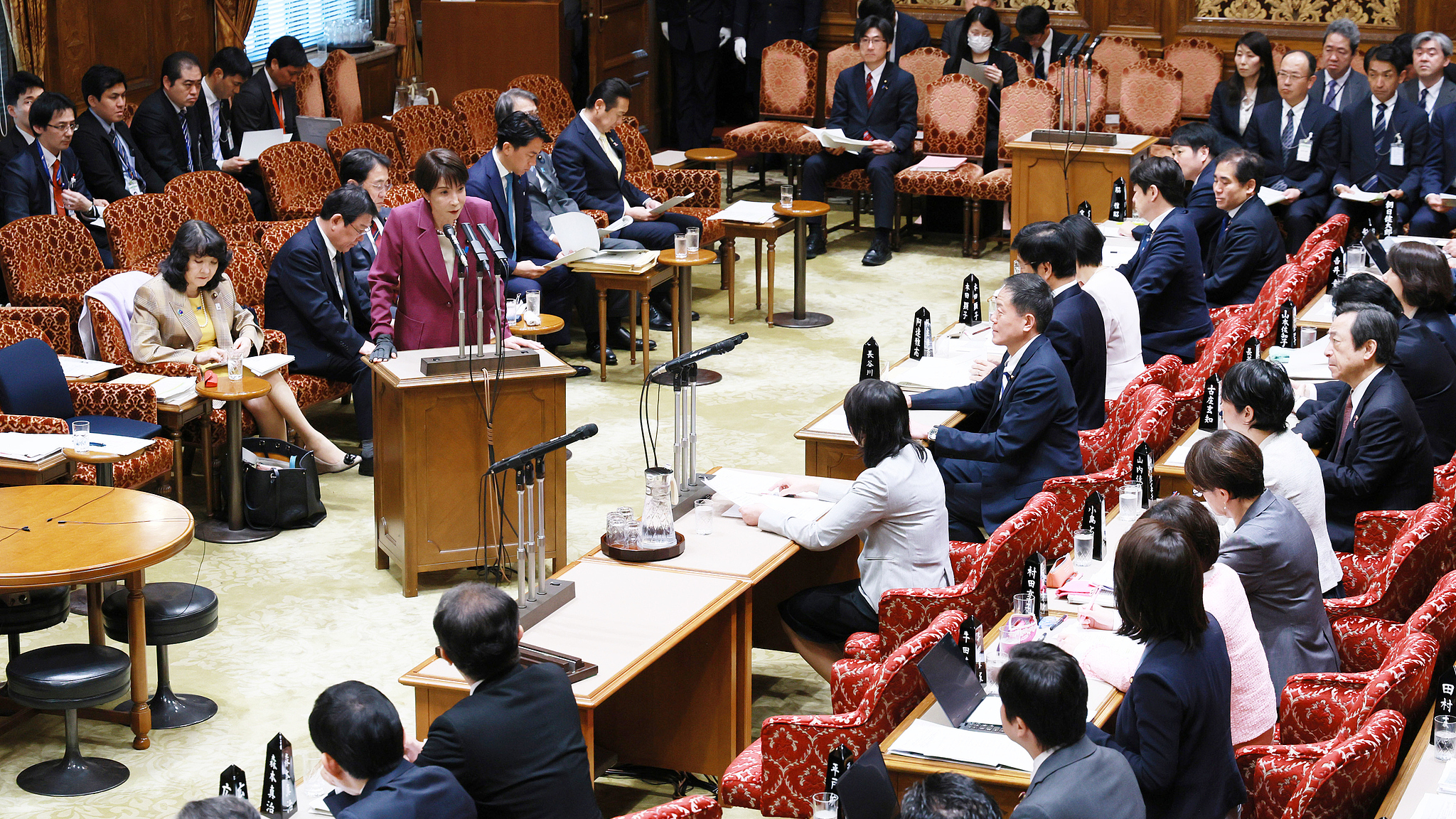 Le Premier ministre japonais Sanae Takaichi répond aux questions lors de la commission budgétaire de la Chambre des conseillers au bâtiment de la Diète nationale à Tokyo, Japon, le 6 avril 2026. /VCG