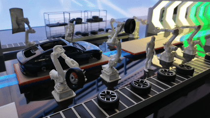 Une maquette démontrant une ligne de fabrication automobile intelligente, Guangzhou, province du Guangdong (sud de la Chine), le 22 juin 2026. /CGTN