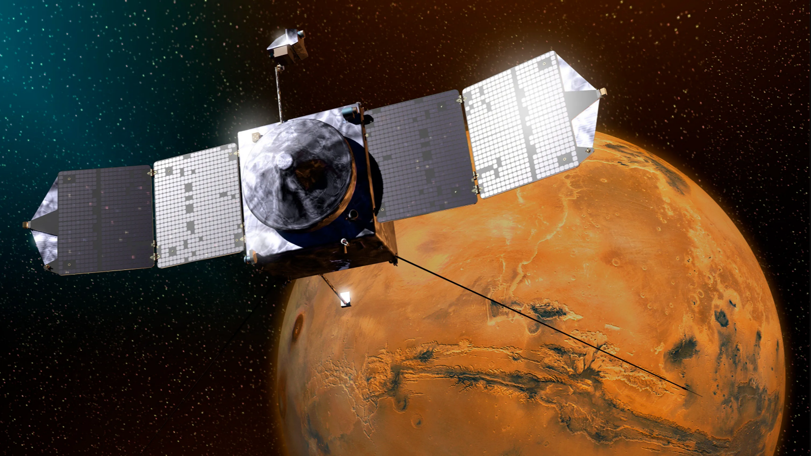 Une illustration de la mission Mars Atmosphere and Volatile Evolution de la NASA. /NASA