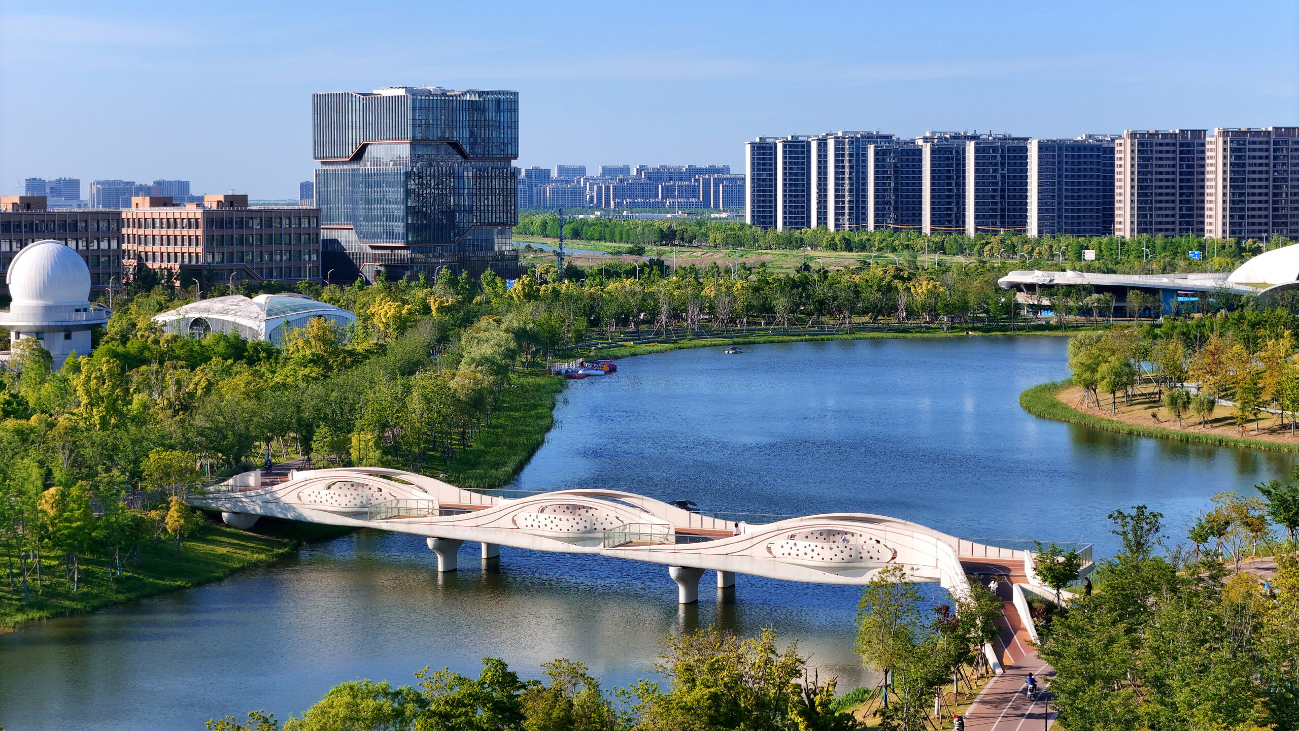 Une zone humide écologique au Sky Mirror Sponge Park dans la zone de libre-échange de Lingang, Shanghai, Chine, le 10 mai 2026. /VCG