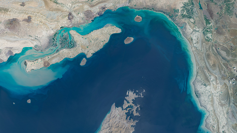 Une vue satellite du détroit d'Ormuz, situé entre l'Iran et la péninsule de Musandam à Oman, le 7 avril 2026. /VCG