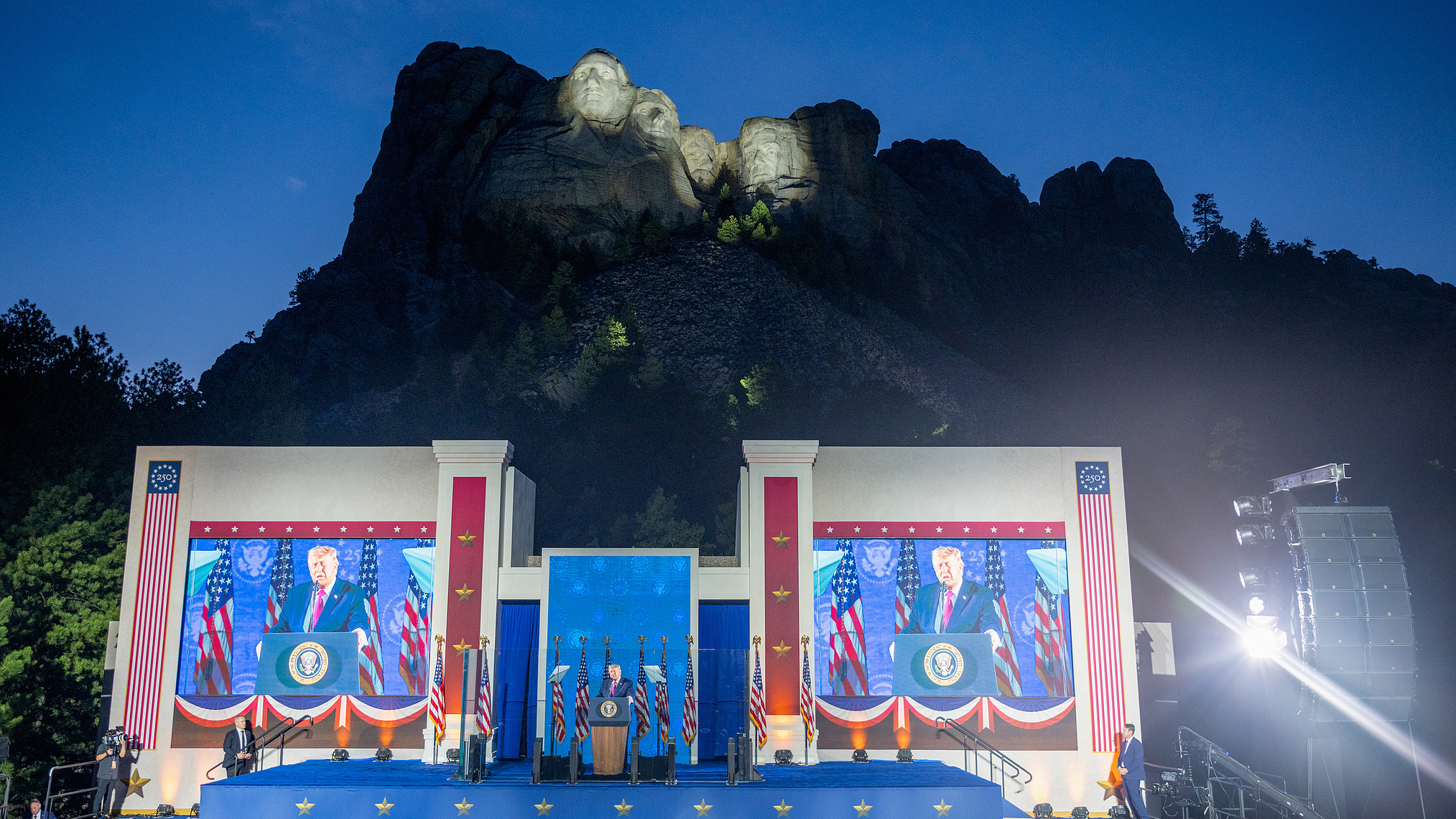 Le président américain Donald Trump lors d'une célébration du Jour de l'Indépendance de l'Amérique 250 au Mémorial national du Mont Rushmore à Keystone, Dakota du Sud, États-Unis, le 3 juillet 2026. /CFP