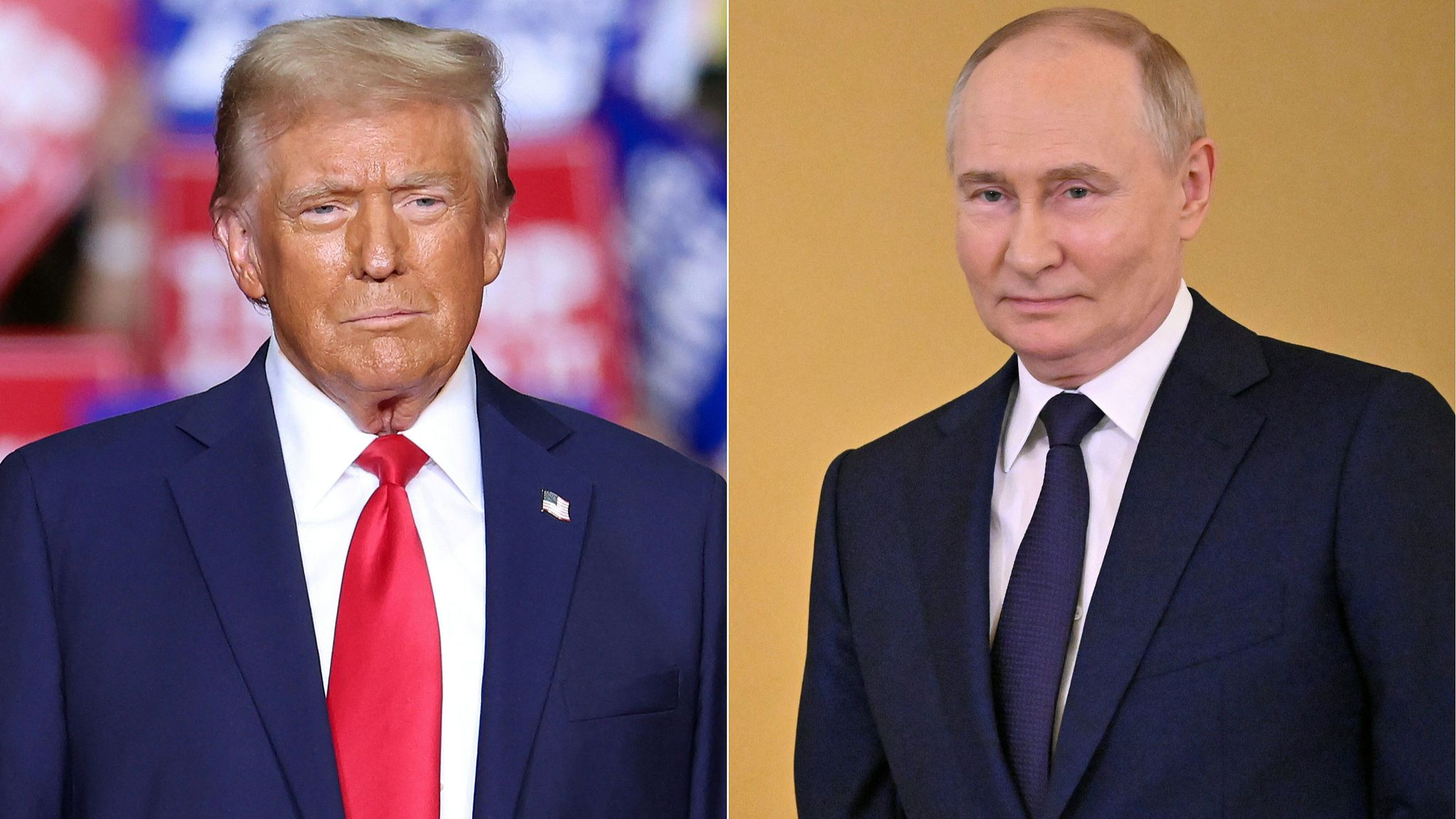 Cette combinaison de photos montre le président américain Donald Trump (à gauche) et le président russe Vladimir Poutine. /VCG