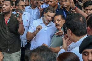 Rahul Gandhi stopped by police after protests