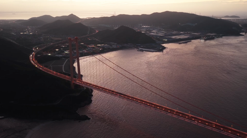 Une vue aérienne du pont Zhoudai. /CGTN