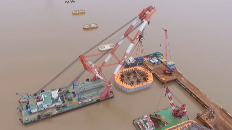 Le pont Zhoudai en construction. /CGTN