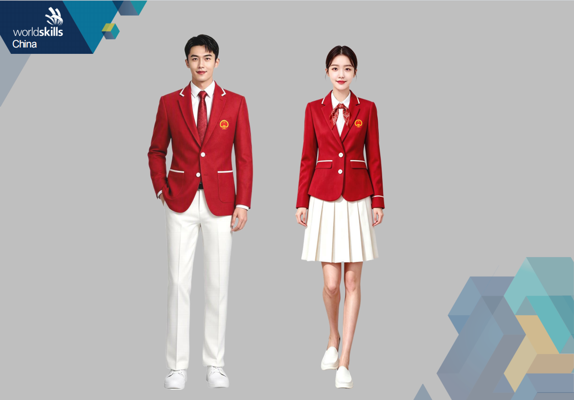 Une maquette des uniformes du podium pour la délégation chinoise participant au 48e Concours mondial des métiers. /CMG