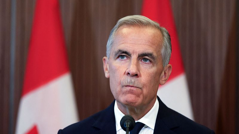Le Premier ministre canadien Mark Carney est photographié lors d'une conférence de presse après l'échec des négociations commerciales avec les États-Unis à Ottawa, Ontario, Canada, le 22 août 2026. /VCG