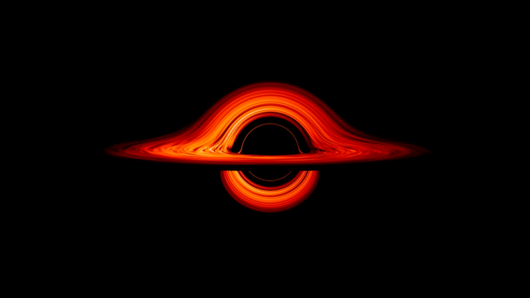 Une simulation montre une distorsion optique autour d'un trou noir. /VCG