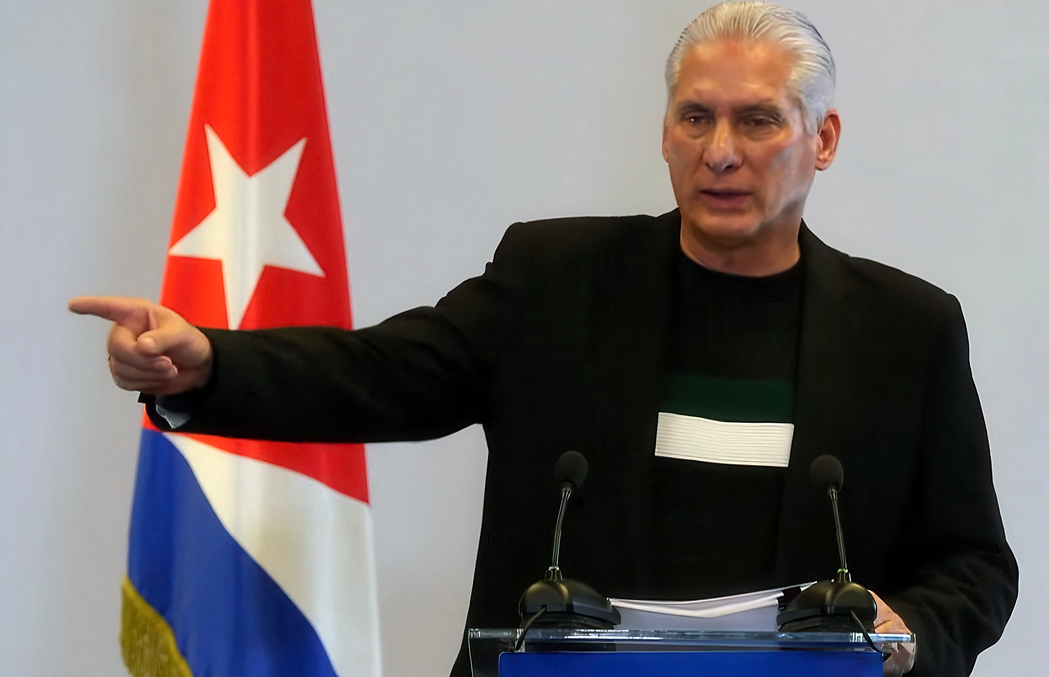 Le président cubain Miguel Diaz-Canel s'exprimant lors d'une conférence de presse à La Havane, Cuba, le 4 février 2026. /VCG