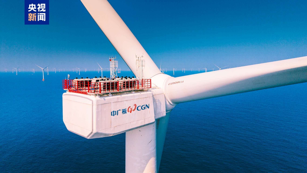 Chaque turbine du parc éolien offshore de Yangjiang Fanshi, dans la province du Guangdong (sud de la Chine), a un diamètre de rotor de 292 mètres et une surface balayée d'environ 66 000 mètres carrés. /CMG