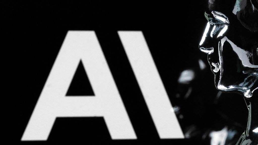 Une figurine devant le logo de la société américaine de recherche et de sécurité en intelligence artificielle Anthropic. /VCG