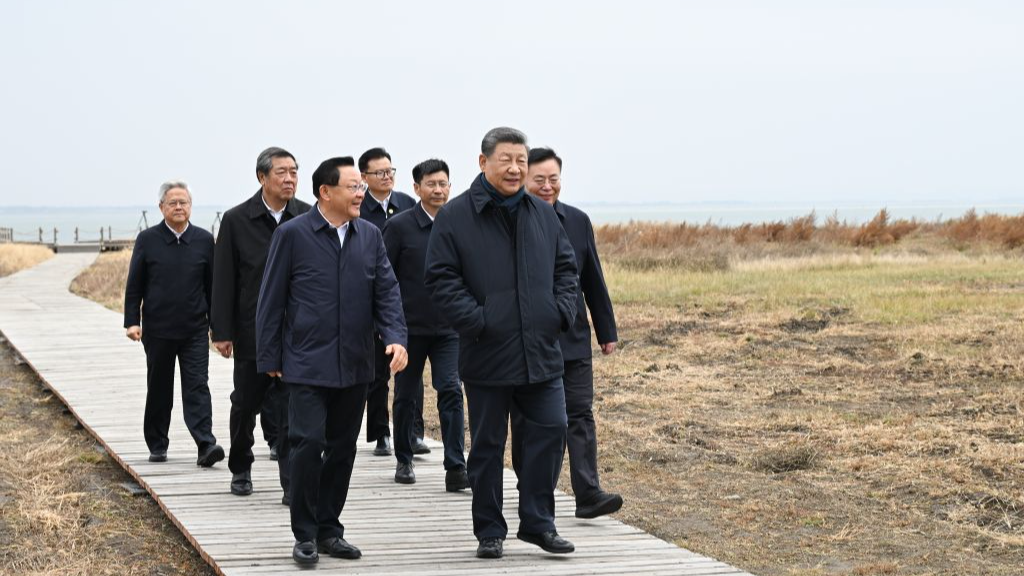 Le président chinois Xi Jinping visite la réserve naturelle du lac Huangqihai à Ulanqab, dans la région autonome de Mongolie intérieure (nord de la Chine), le 16 octobre 2026. /Xinhua