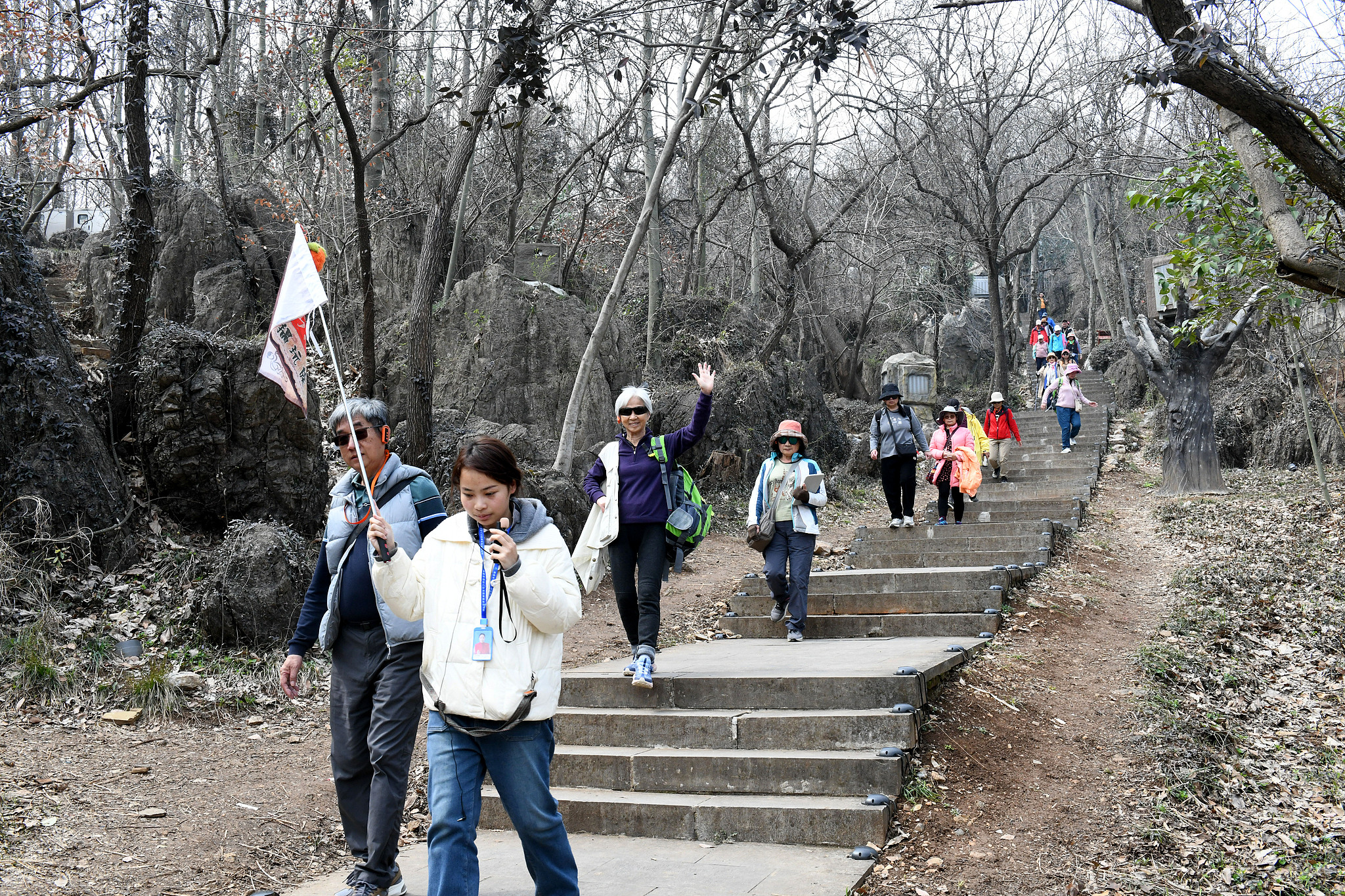 Des touristes taïwanais dans un endroit pittoresque de la ville de Huainan, dans la province de l'Anhui (est de la Chine), le 20 mars 2026. /CFP