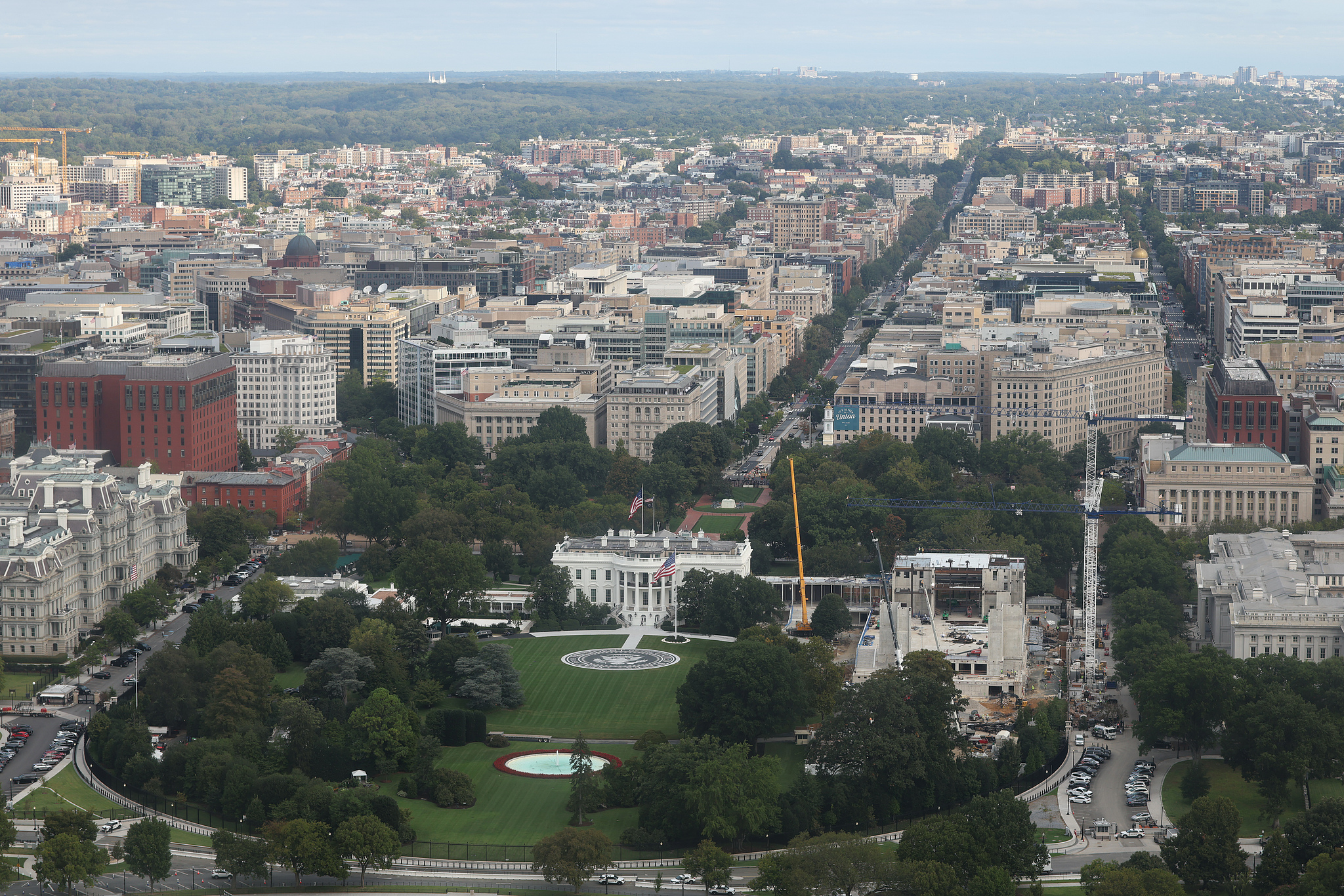 Vue sur la rue de la ville prise depuis le sommet du Washington Monument à Washington, DC, États-Unis, le 21 septembre 2026. /VCG