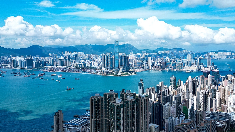 Photo d'archives de gratte-ciel du port de Victoria, dans la région administrative spéciale de Hong Kong, dans le sud de la Chine. /VCG