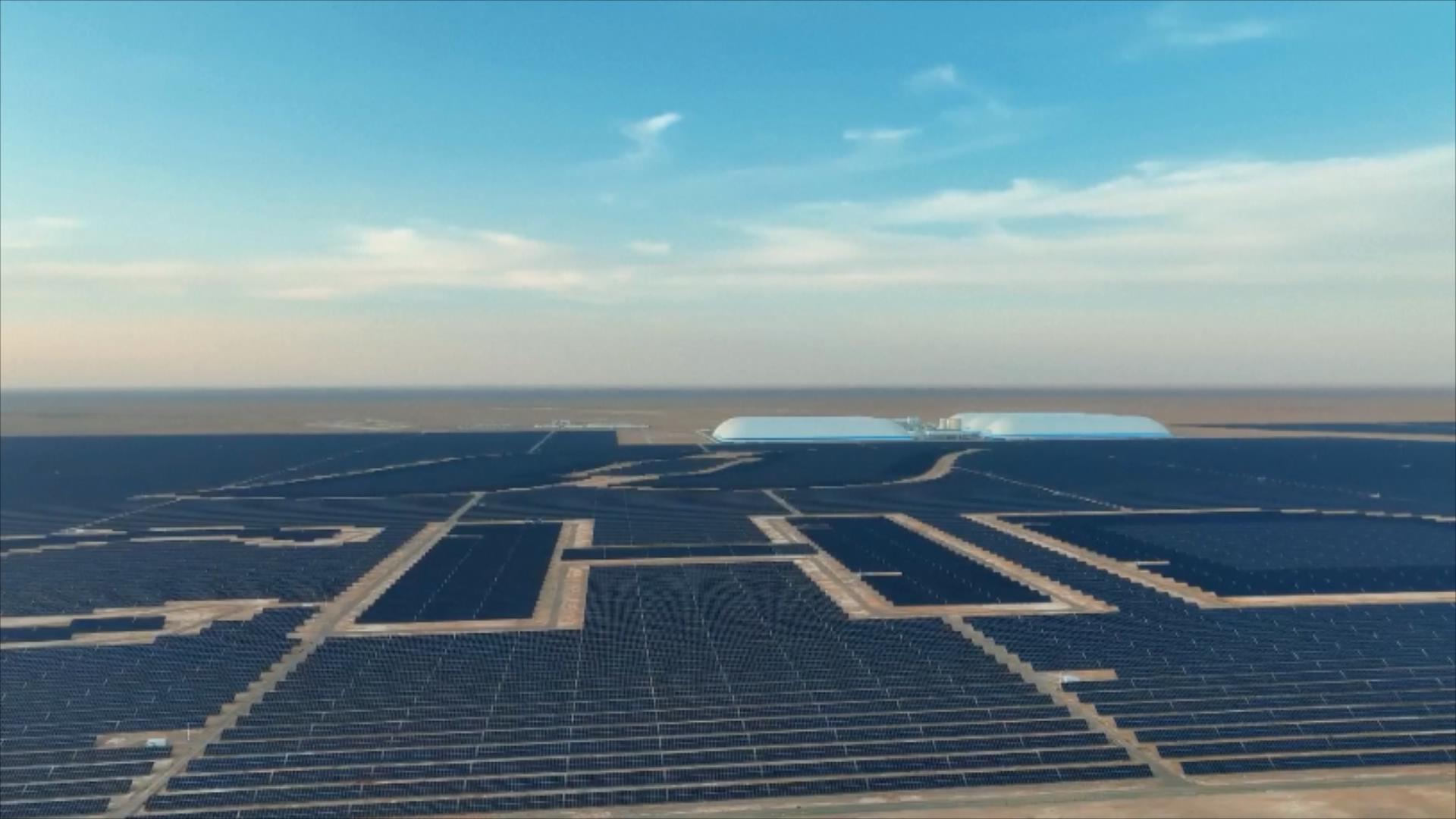 La Chine connecte au réseau sa première installation de stockage d'énergie de dioxyde de carbone comprimé de classe 100 mégawatts, dans la région autonome ouïgoure du Xinjiang, dans le nord-ouest de la Chine, le 2 octobre 2026. /CMG