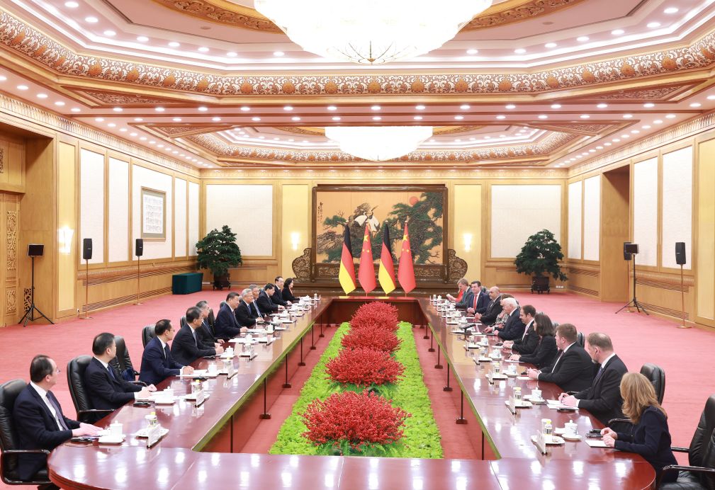 Le président chinois Xi Jinping s'entretient avec le président allemand Frank-Walter Steinmeier au Grand Palais du Peuple à Pékin, capitale chinoise, le 30 octobre 2026. /Xinhua